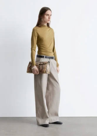 Pantalones de sarga de pierna ancha