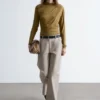 Pantalones de sarga de pierna ancha