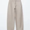 Pantalones de sarga de pierna ancha