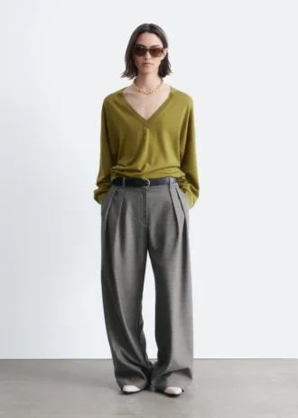 Pantalones entallados de mezcla de lana