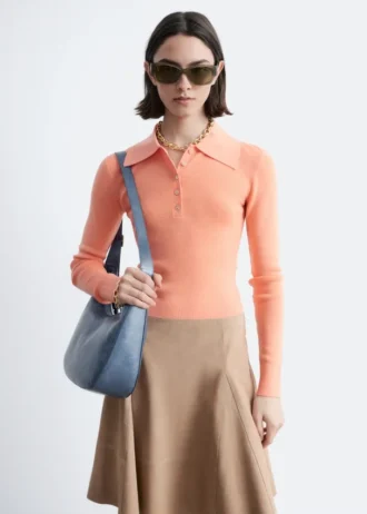 Polo de punto elástico de lana merina