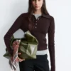 Polo de punto elástico de lana merina