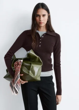 Polo de punto elástico de lana merina
