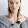 Pulsera tipo brazalete en dos tonos