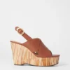 Sandalias de cuña con plataforma de cuero