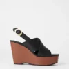 Sandalias de cuña con plataforma de cuero