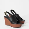 Sandalias de cuña con plataforma de cuero