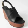 Sandalias de cuña con plataforma de cuero