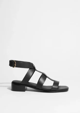 Sandalias de cuero con correa al tobillo