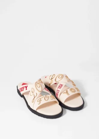Sandalias de cuero con estampado