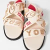 Sandalias de cuero con estampado