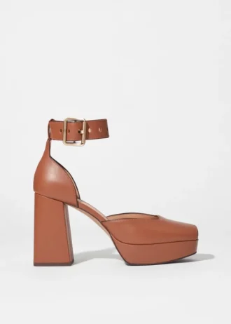 Sandalias de tacón con plataforma de cuero