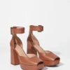 Sandalias de tacón con plataforma de cuero
