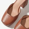 Sandalias de tacón con plataforma de cuero