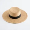 Sombrero de paja de rafia con ribete de grosgrain