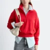 Sudadera con cuello de embudo y cremallera