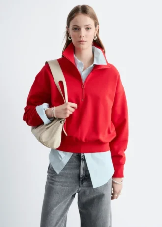 Sudadera con cuello de embudo y cremallera