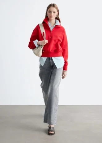 Sudadera con cuello de embudo y cremallera