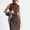Top con cuello alto fruncido