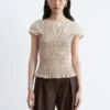 Top con cuello barco fruncido