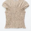 Top con cuello barco fruncido