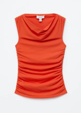 Top con cuello vuelto drapeado