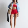 Top de bikini bandeau acanalado