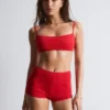 Top de bikini bandeau acanalado