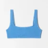 Top de bikini con cuello cuadrado y textura