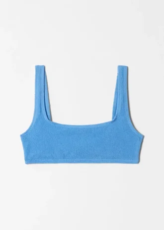 Top de bikini con cuello cuadrado y textura