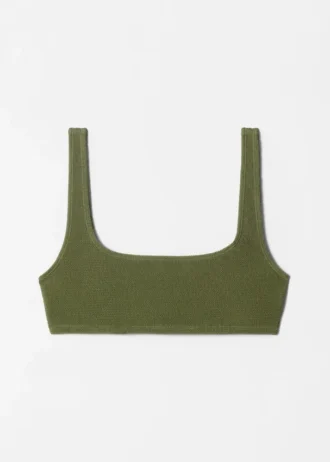 Top de bikini con cuello cuadrado y textura