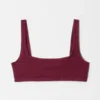Top de bikini con cuello cuadrado y textura