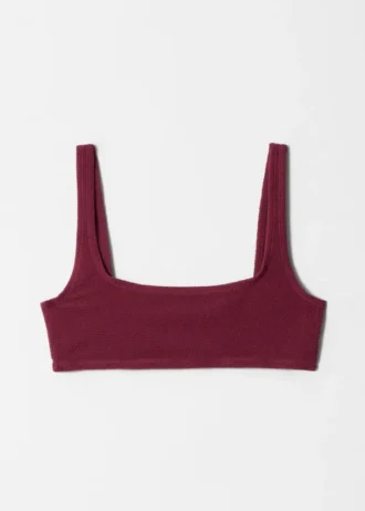 Top de bikini con cuello cuadrado y textura