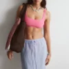 Top de bikini con cuello cuadrado y textura