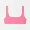Top de bikini con cuello cuadrado y textura