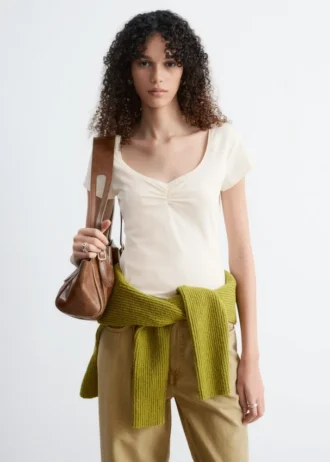 Top de jersey con fruncido en el pecho