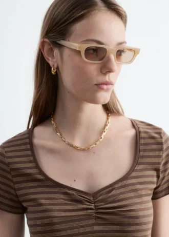 Top de jersey con fruncido en el pecho