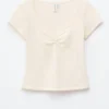 Top de jersey con fruncido en el pecho