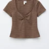 Top de jersey con fruncido en el pecho