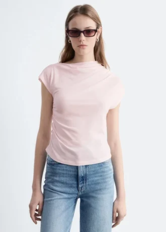 Top de jersey drapeado