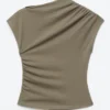 Top de jersey drapeado