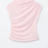 Top de jersey drapeado