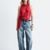 Top de seda con cuello tipo pañuelo