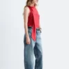Top de seda con cuello tipo pañuelo