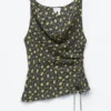 Top de seda estampado con cordón
