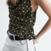 Top de seda estampado con cordón