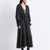 Vestido camisero midi de satén