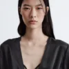 Vestido camisero midi de satén