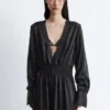 Vestido camisero midi de satén