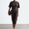 Vestido camiseta midi asimétrico